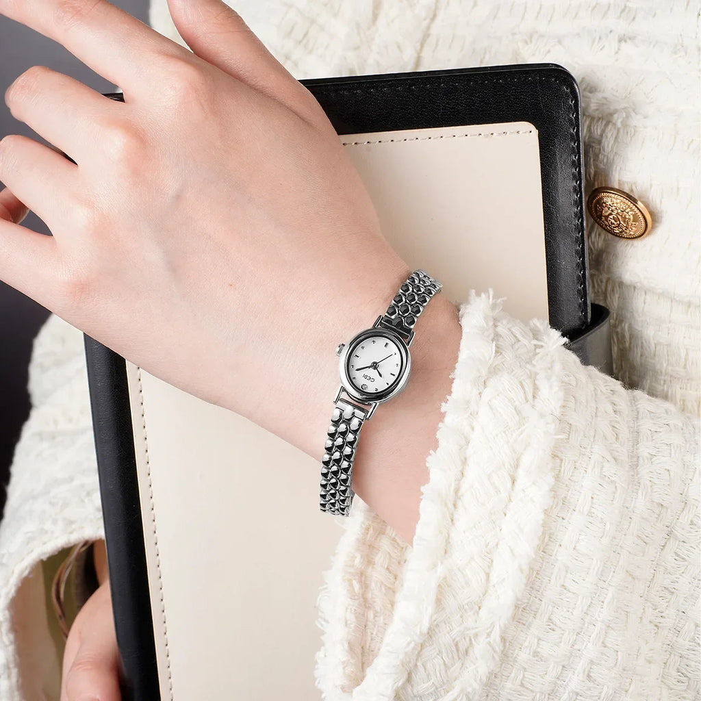 Women Watch for Girls Small Wrist Quartz Reloj Muje Sliver Grey Gold Oval Orologio Ladies Wristwatch Stainless Steel Band Clock