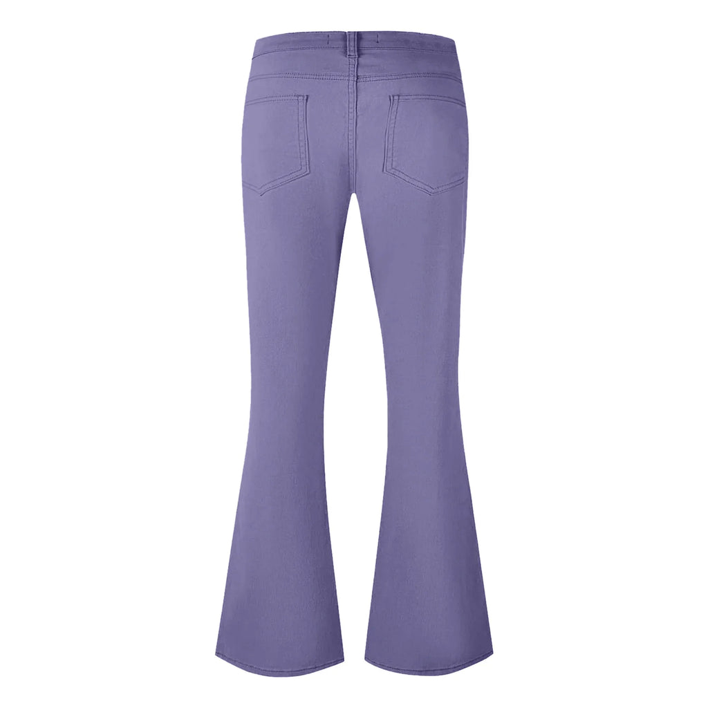 Men's fashion Retro Disco Flared Pants Loose Stretch Vintage Trousers Fit Flared Comfortable Retro Stretch Twill Men's Trousers