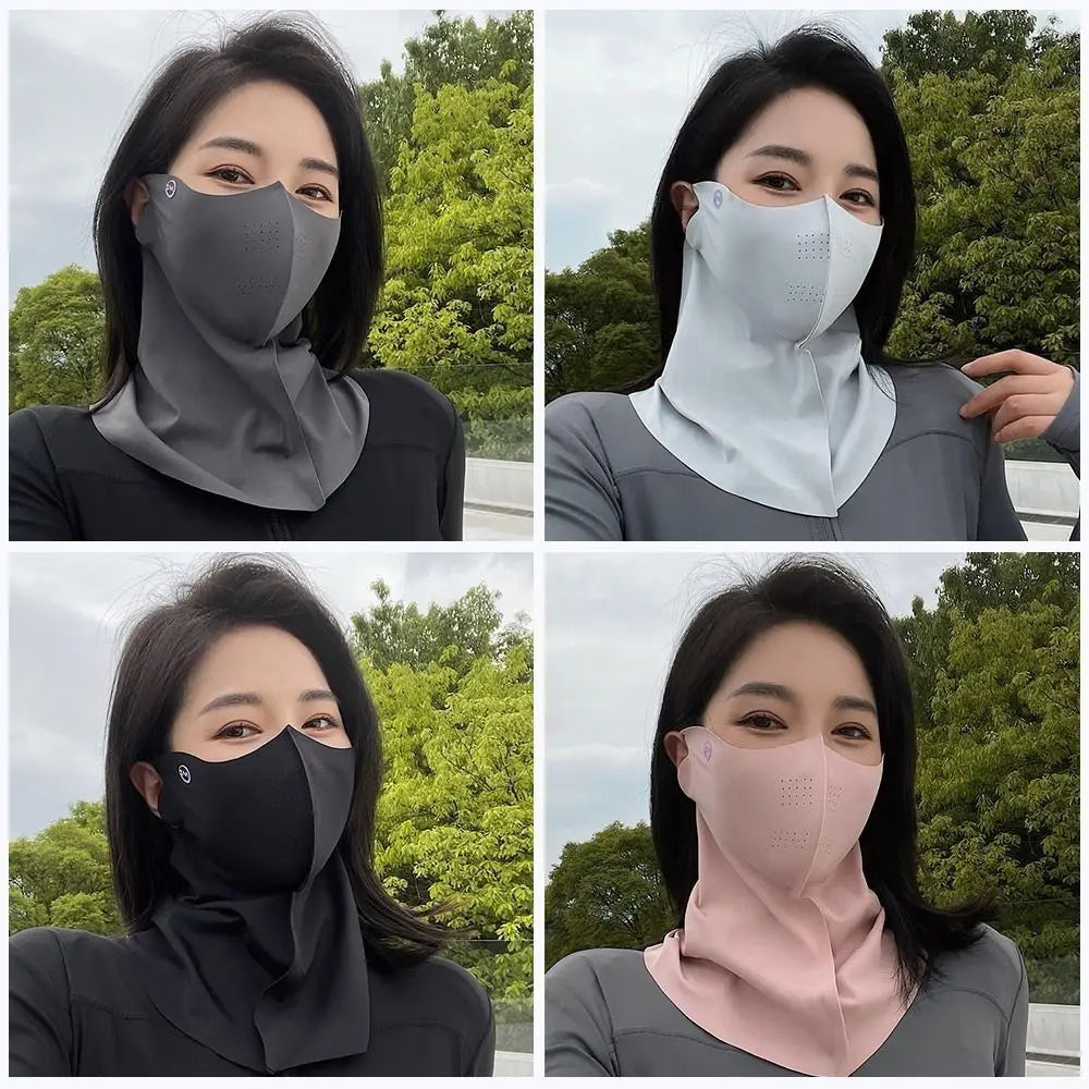 Cool Ice Silk Sun Protection Mask 3D Breathable Anti-UV Neck Scarf Sunscree UPF50+ Sunshade Face Mask Outdoor