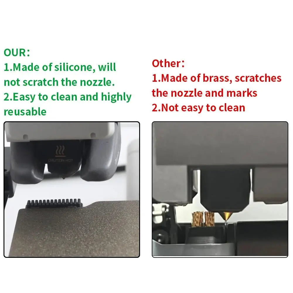Nozzle Brush For Bambu Lab A1 Wiper Silicone Brush Hotbed Mounted Scrubbers For Bambu A1 Mini Cleaning Tool 3D Printer Accessory