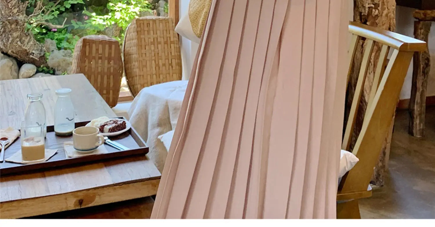 Summer 2024 Korean Sle Loose Slimming ort Sve Chiffon Pleated Long Dr Women's Casual Knee-Over Maxi Dr