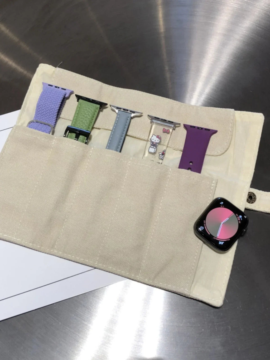 Watch Band Roll Organizer With 5 Slots Storage Box Watch Strap Smart Watch Storage Bag Leather Handmade Travel Case storage bag