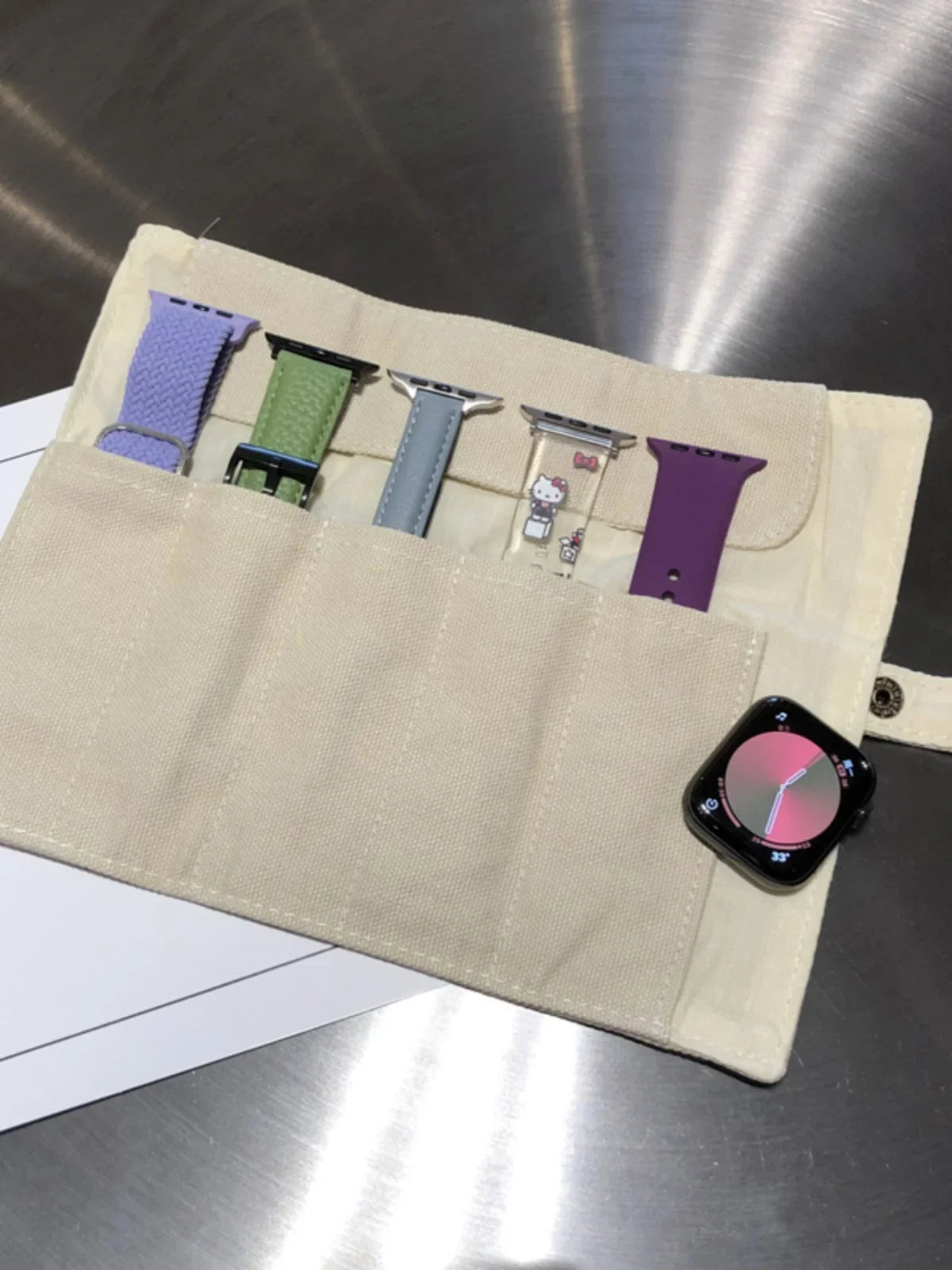 Watch Band Roll Organizer With 5 Slots Storage Box Watch Strap Smart Watch Storage Bag Leather Handmade Travel Case storage bag