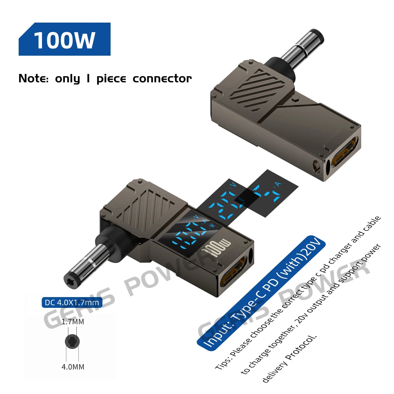 100W USB Type C Fast Charging Adapter Plug Connector Universal USB C to DC Laptop Charger Converter for Lenovo Dell Asus Hp Acer