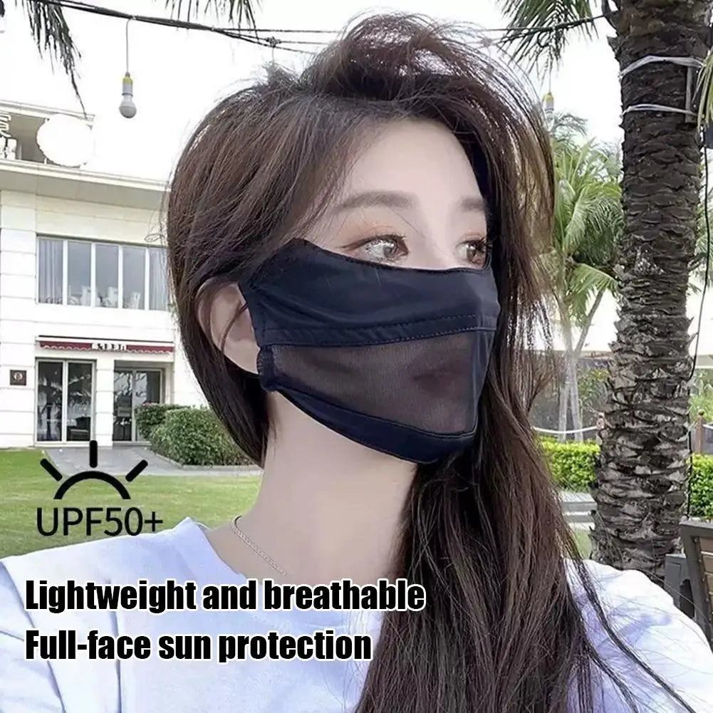 Summer Ice Silk Face Mask Women Cool Breathable Mesh Sunscreen Cover UV Shield for Outdoor Riding Driving Fishing Sport Masks
