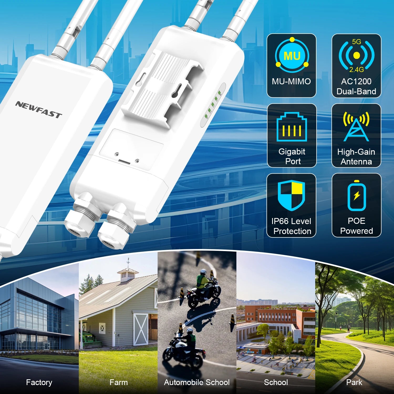 Comfast AC1200/600/300 High Power Outdoor CPE WIFI Router/AP Wireless WIFI Repeater Extender Dual Dand 2.4G/5G High Gain Antenna