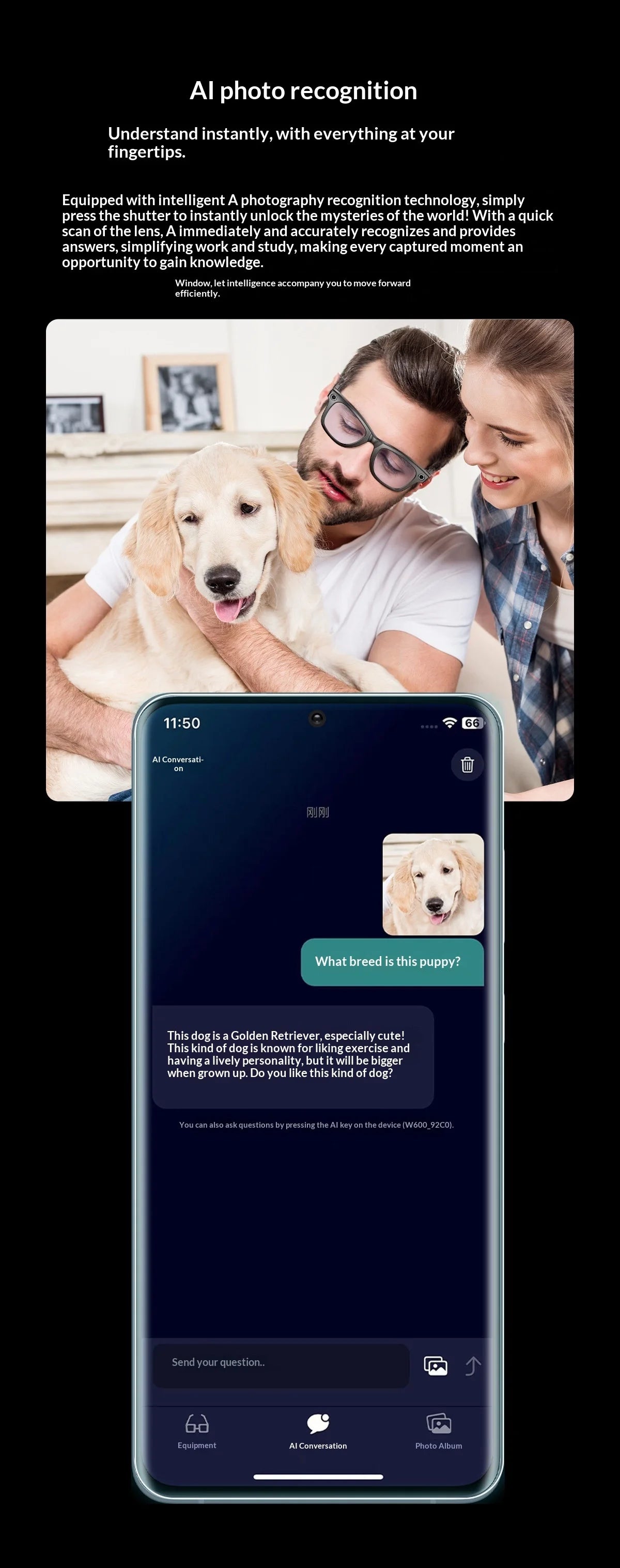 2025 AI Smart Glasses - 8MP Camera for First-Person Vlog, Voice Translation, Music & Calls, IP65 Waterproof, Ultra-Light