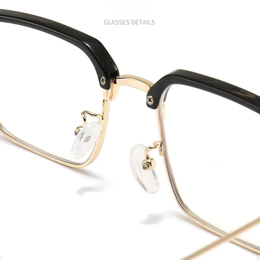 Men Anti-Blue Light Glasses Photochromic Half Frame Eye Protection Glasses Ultra Light Computer Eyeglasses Sunglasses