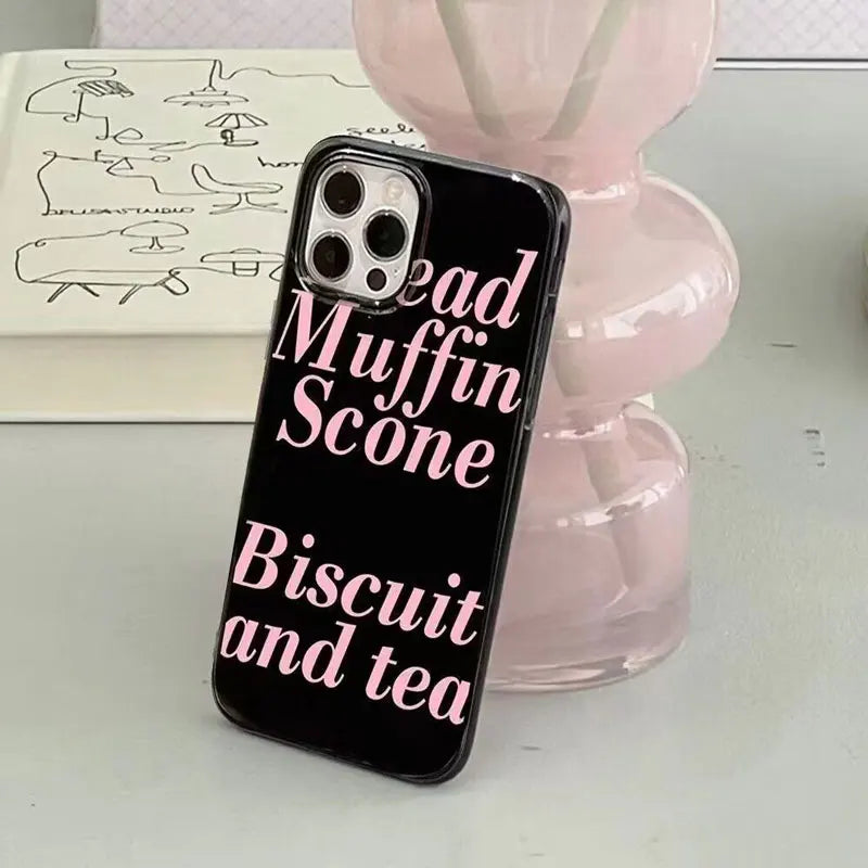 New Simple Pink English Pattern Phone Case For iPhone 16 15 11 13 14 12ProMax XR XS 78Plus MINI Shockproof Silica Gel Phone Case