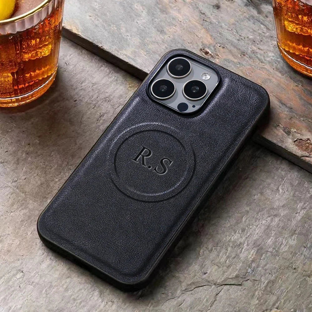 Personalized Customized Initials Name Case For iPhone 16 15 14 13 12 11 Pro Max Magnetic For Magsafe Wireless Charging DIY Cover