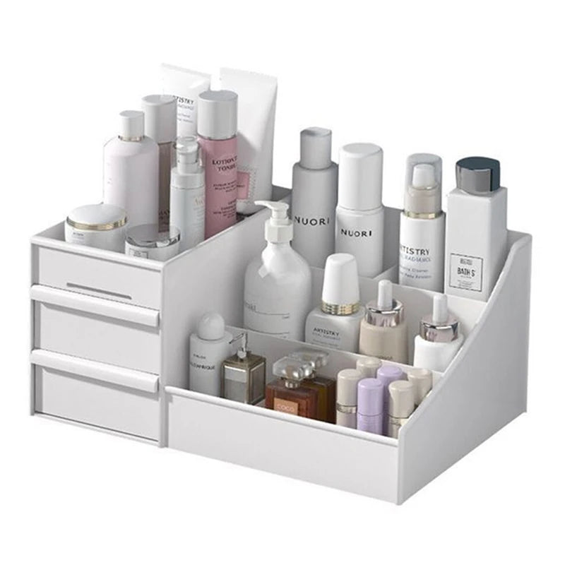 Plastic Cosmetic Makeup Organizer With Drawers, Bathroom SkinCare Storage Box Brush Lipstick Holder Organizers Storag
