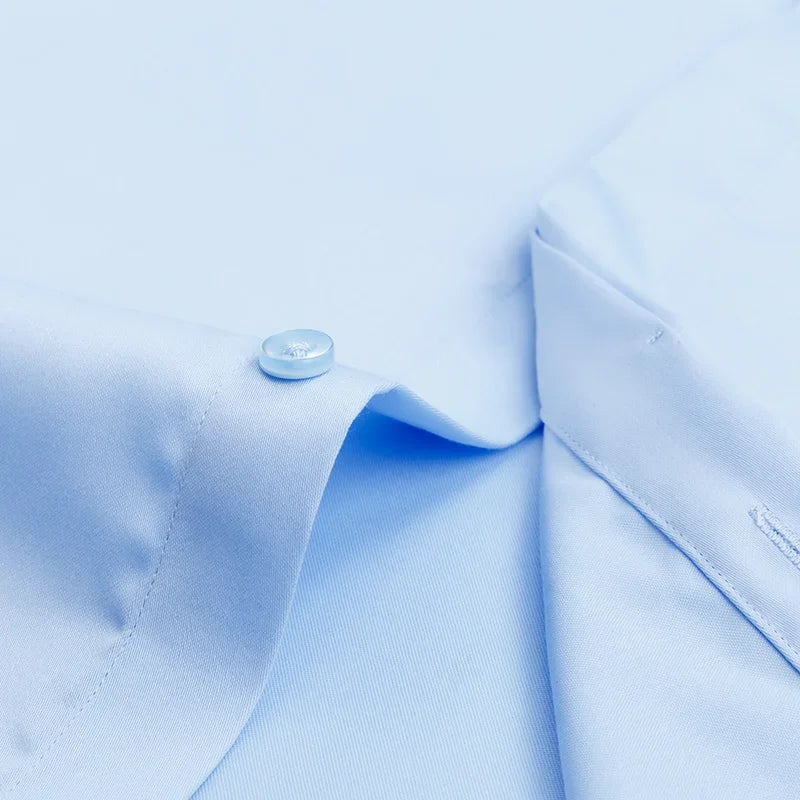 2026 Iron Free French Cufflink Long Sleeves Slim Fit 100% Cotton  Men's Concealed Buttons Solid Color High-end Wedding Dress