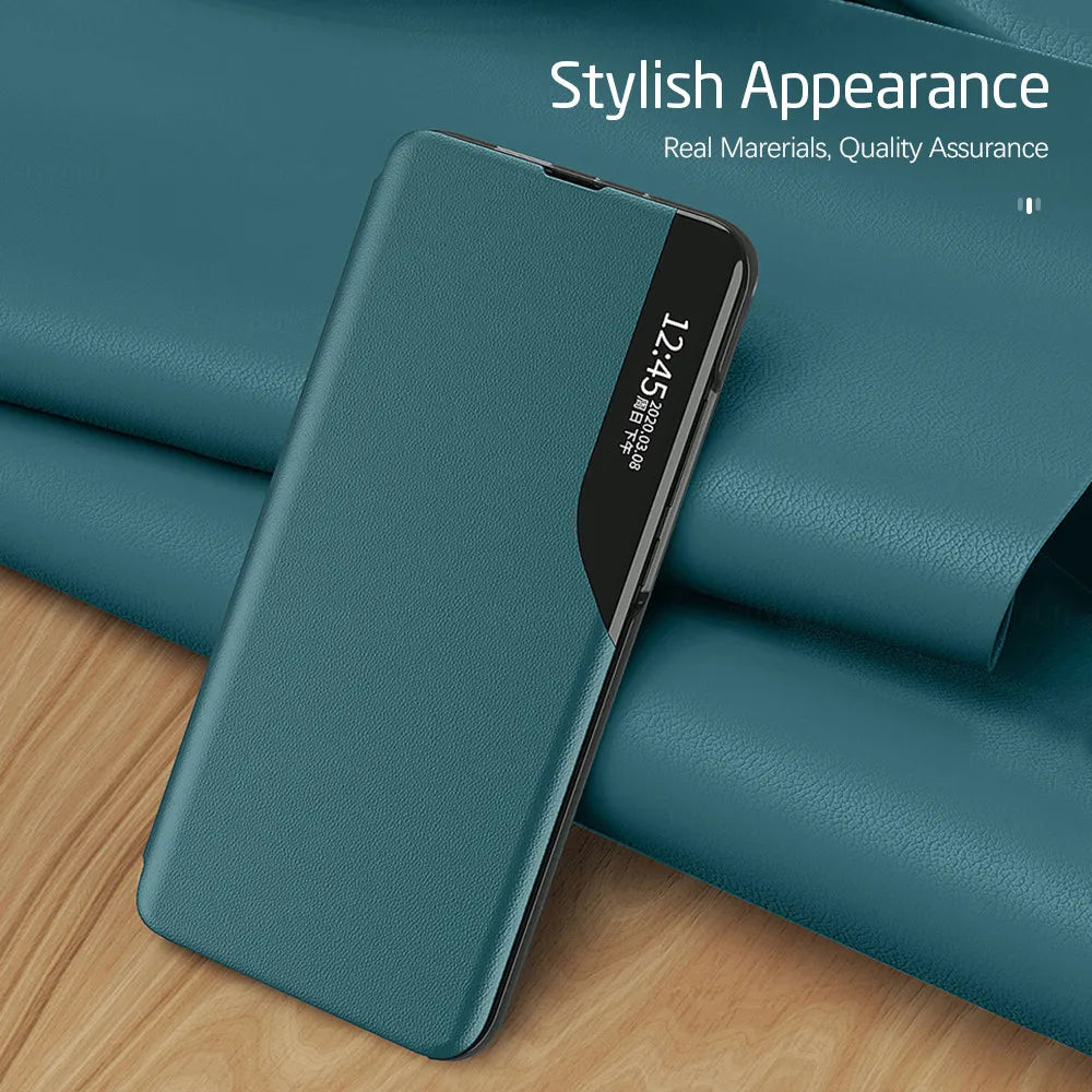 Window Magnetic Flip Phone Case For Samsung Galaxy S25 S24 S23 FE Ultra Plus + Book Leather Cover Holder Anti-fall Funda Coque
