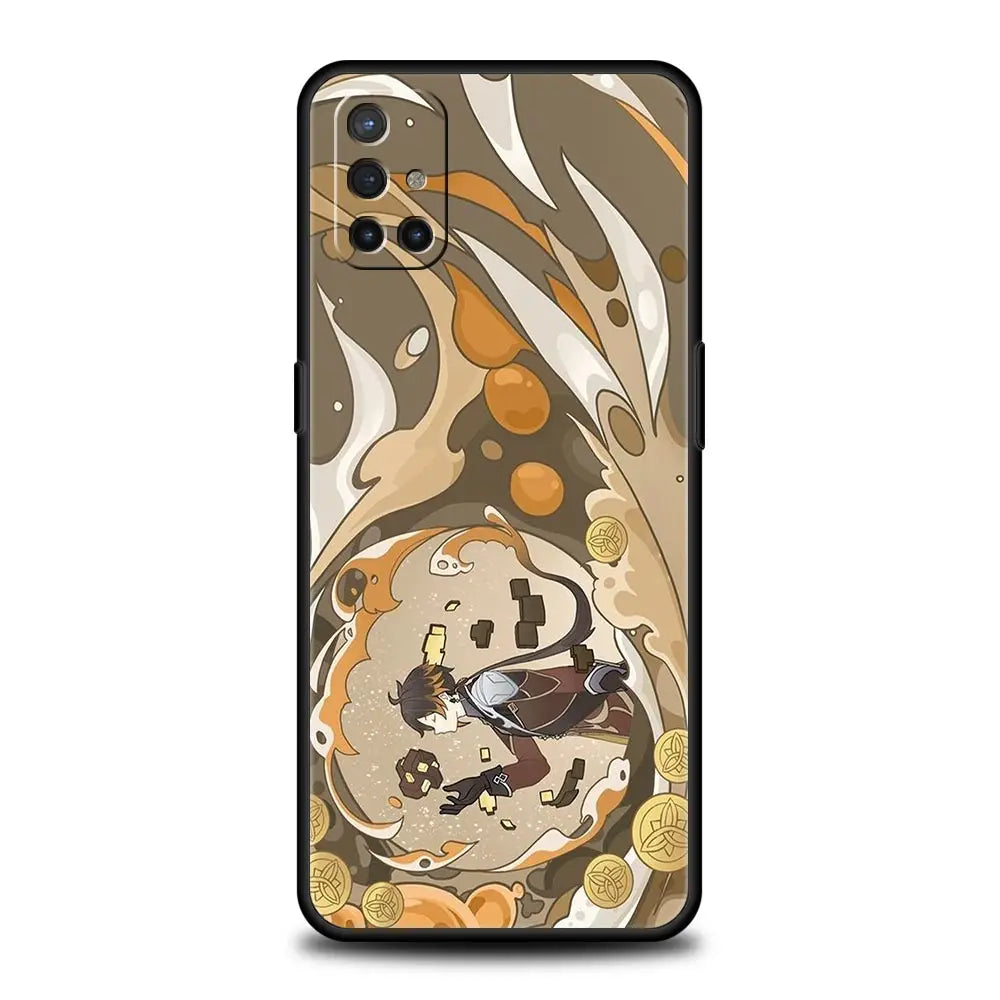 Genshin Impact Cartoon Logo Phone Case For OnePlus 10 9 Pro 9T 10R 9R 9RT 8T 8 7 6T 7T Nord 2T CE 2 5G N200 N10 N100 Black Cover
