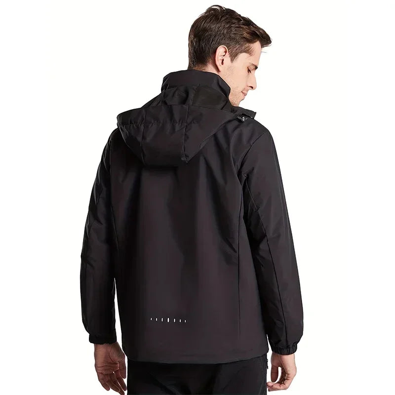Spring Autumn New Men Casual Jacket Men Outdoor Windproof Waterproof Athletes Jacket Coat Detachable Hat Jackets Male M-5XL