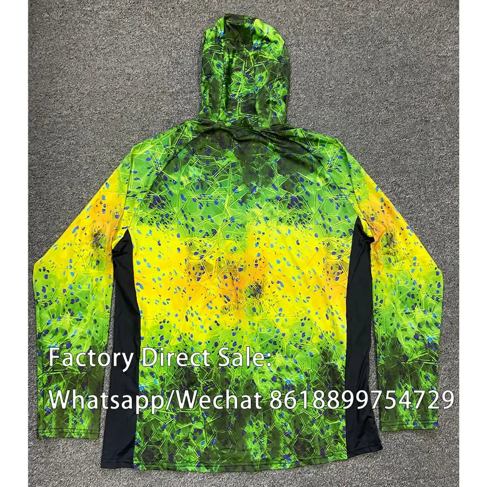 BILLFISH GEAR Hooded Fishing Shirt Outdoor Sunscreen Fishing Clothes Men UV Protection Quick Dry Breathable Jersey