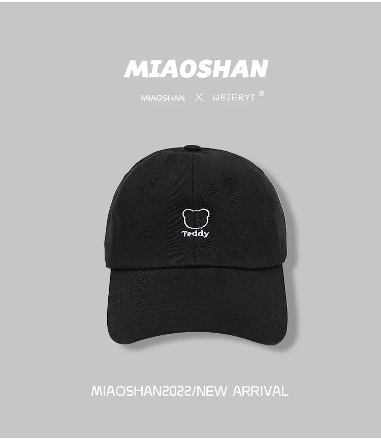 Fashion Bear Embroidery Solid Breathable Women Girls Baseball Hats 2022 Unisex Men Boys Baseball Cap Sunscreen Baseball Hat