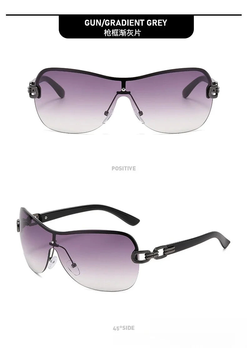 2025 New Fashionable Luxury Women's Sunglasses Retro Neutral Metal Frame Integrated Simple and Elegant UV400 Sunscreen Glasses