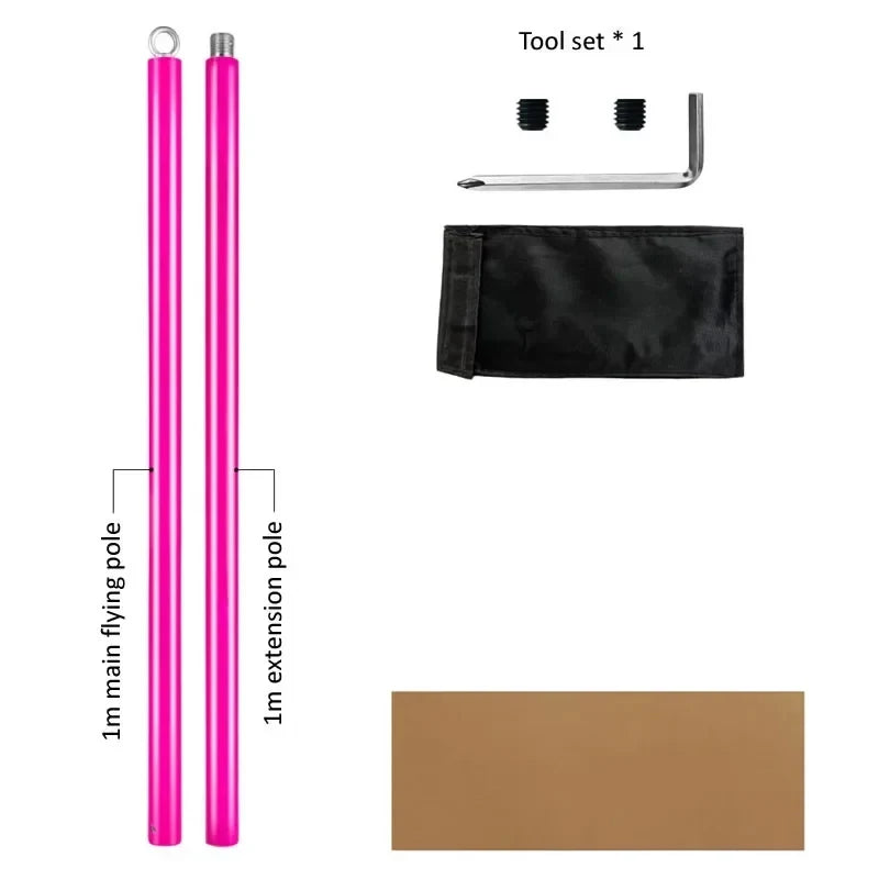 2m Portable Suspension Aerial Flying Pole Fitness Tube Hanging Rotary Silicone Steel Dancing Pole GYM Equipment for Bar Home