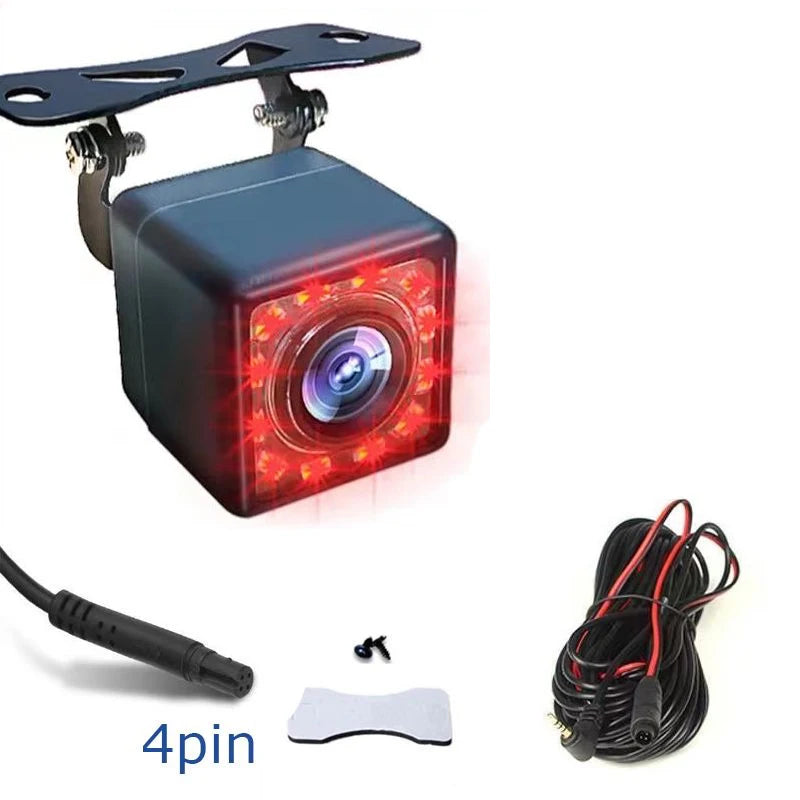 Car Camera Driving Recorder 4-Pin Image Ultra-Clear 12LED Infrared Rear Camera Waterproof Sunscreen HD Night Vision