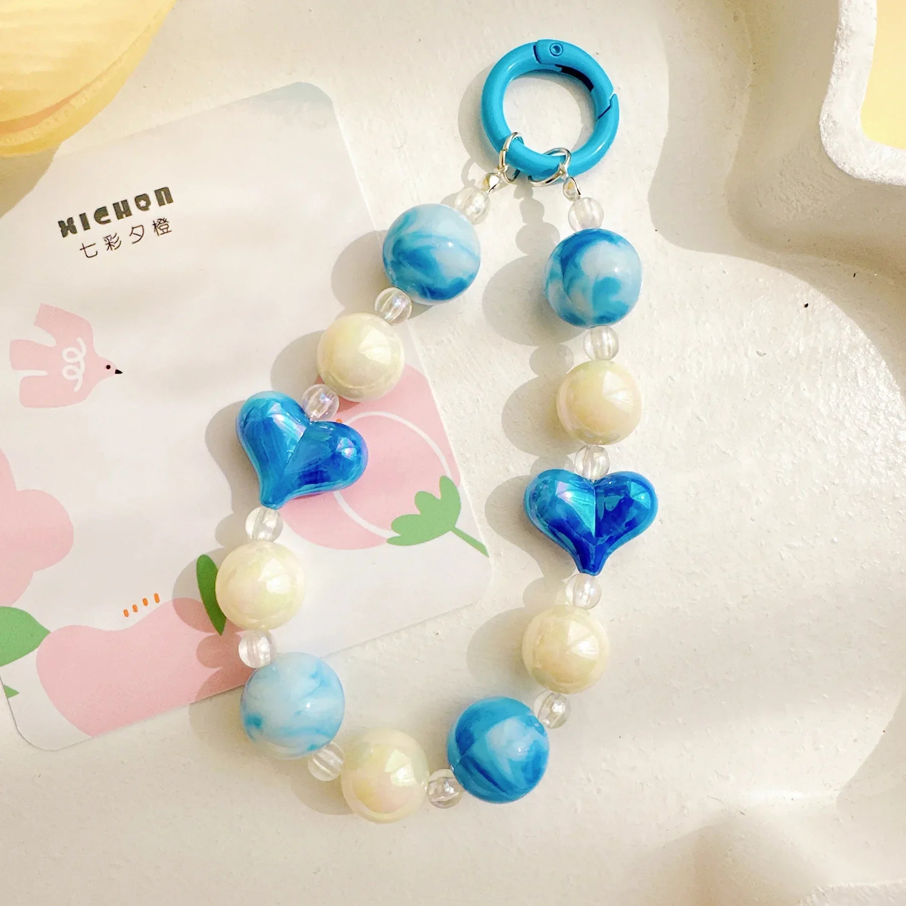 Acrylic Beads Keychain Phone Charm Women Girls Mobile Phone Chain Cellphone Strap Anti-lost Lanyard Beaded Hanging Rope Jewelry