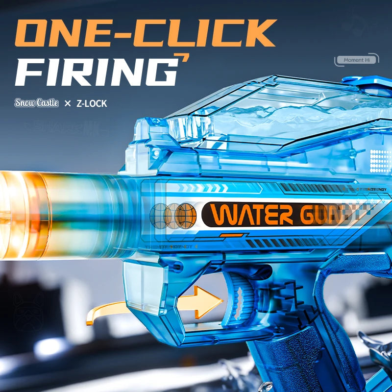 Summer Outdoor Shooting Game Toys for Kids Battery Powered Electric Water Gun Transparent  Children Automatic Water Spray Guns