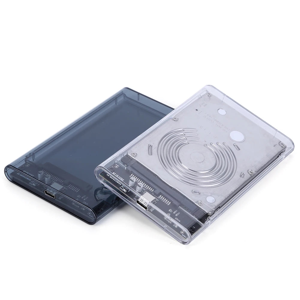 2.5 inch HDD Case SATA To USB3.1  External Hard Drive Case 5 Gbps  SSD Box USB3.0 To Type-C Transparent Black Hard Disk Box