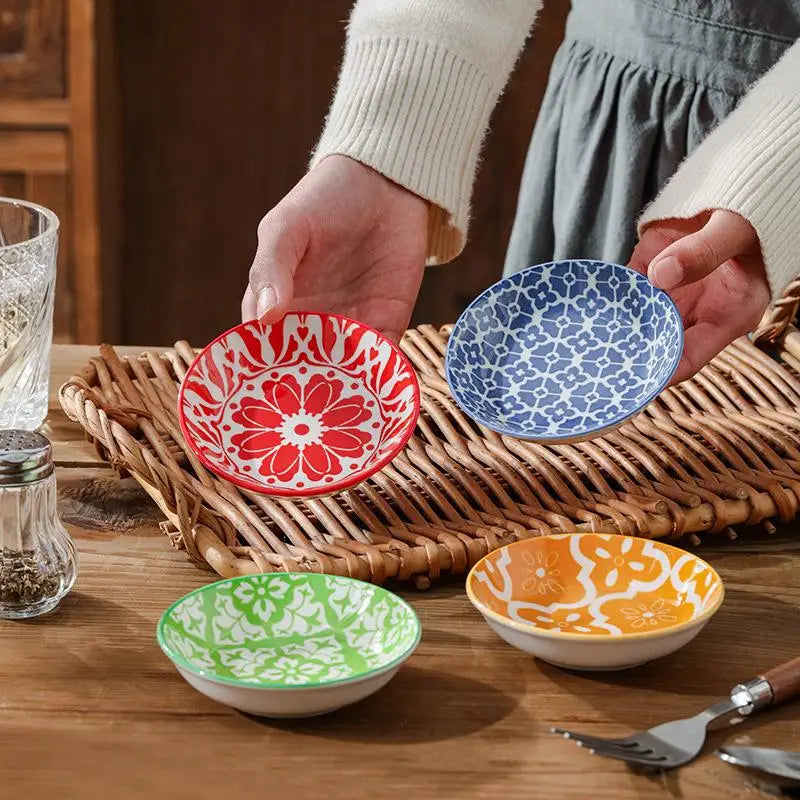 【HGPA】Ceramic Condiment Dishes, Bohemian Style Plates, Sauce Dishes, Suitable For Kitchens, Restaurants, Sushi Shops