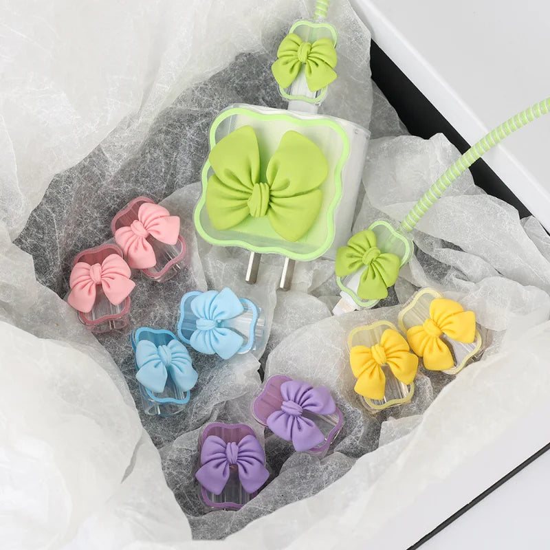 3D Bow Charger Cable Protector Cover For iPhone 20W 18W Charger Protector Storage Bag Case Cover Management Wire Cord Organizers