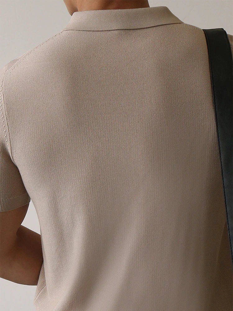 Summer High Quality Knitwear Mens Polo Shirts Casual Pure Color Short Sleeve Slim Polos Men Fashion Button Polo Neck Knitted Top