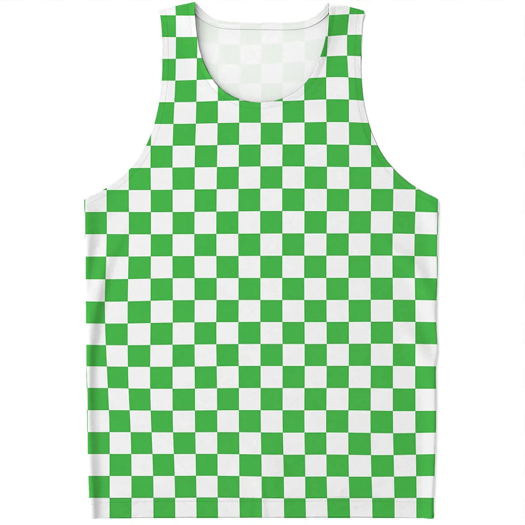 Simple Checkered Pattern Tank Tops Summer Fashion Streetwear 3D Printed Sleeveless T Shirts Casual Oversized Vest Mens Clothing