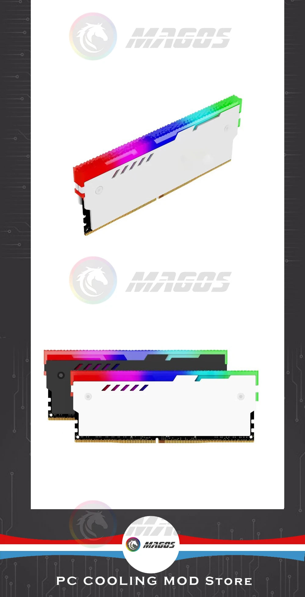 RAM Shell Radiator RGB DDR4 DDR3 Universal Heatsink Memory Vest ARGB 5V AURA Addressable Black White 1/2 Pcs Pack