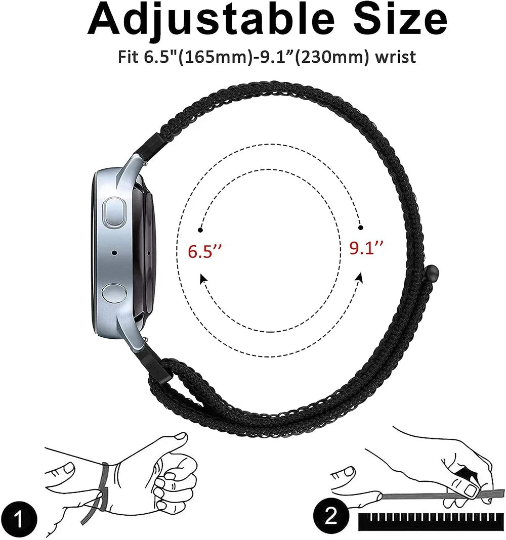 20mm Nylon loop 22mm Band For Samsung Galaxy Watch 6/5/pro/4/Classic/active 2 43-47-40-44mm sport bracelet huawei gt 2/e/3 strap