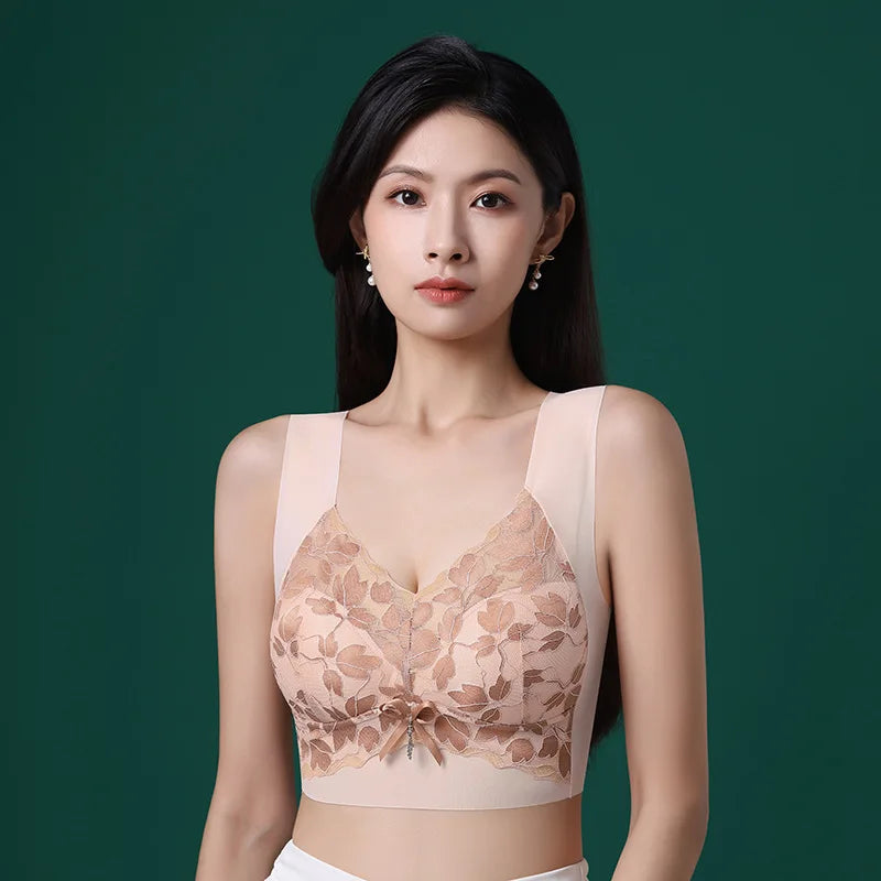 Ladies sexy lace gathered oversized bra comfortable without steel ring luxurious with beautiful back no trace breathable bra