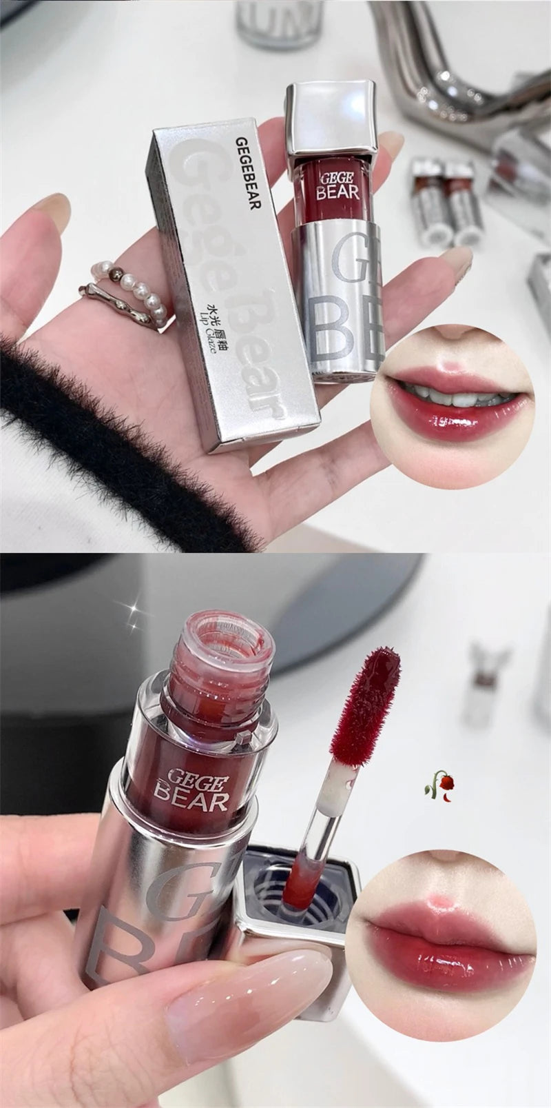 Mirror Water Lip Gloss Black Ice Cube Tube Moisturizing Long Lasting Liquid Lipstick Lipgloss Plump Up Lips Makeup Cosmetics