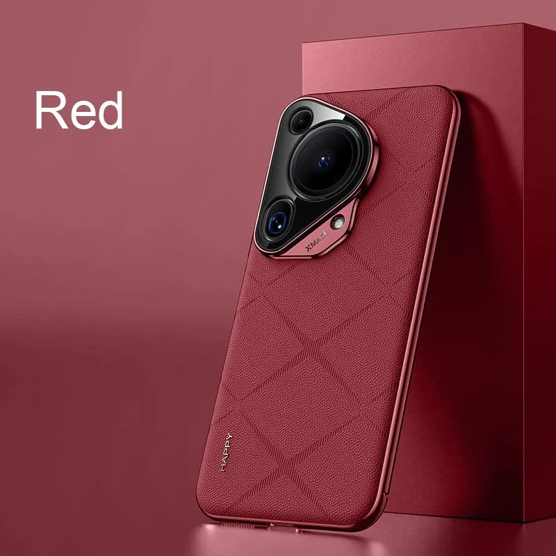 For Huawei Pura 70 Ultra Luxury Ultra-thin Plain Leather + PC Camera Protection Back Cover For Pura 70 Pro Plus