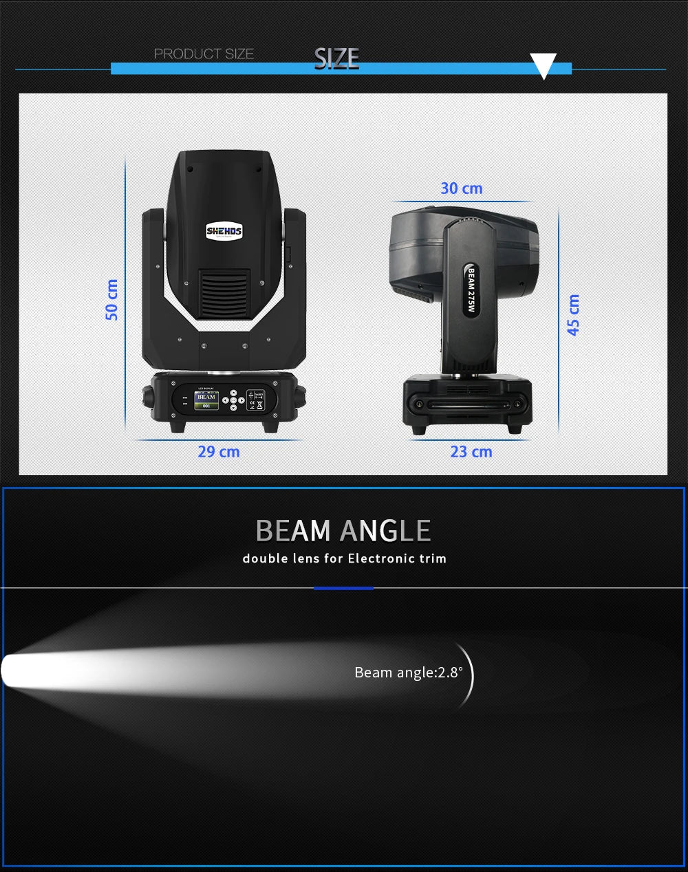 SHEHDS Bulb Beam 275W Moving Head Light Double Prism DMX512 For Night Club Wedding Theater
