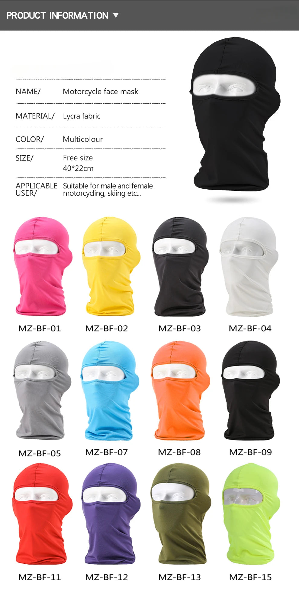 Sunscreen Balaclava Motorcycle Full Face Mask Motorbike Cycling Hiking Helmet Hood Moto Riding Neck Men Women Ski Mask