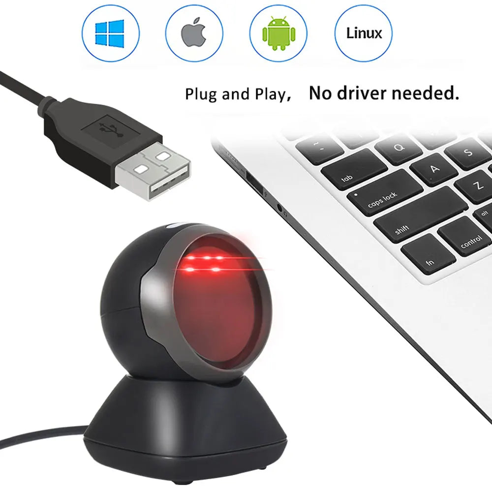 New Arrial Foldable Omnidirectional Desktop 2D Barcode Scanner Automatic Wired USB Platform Bar Code Reader for Supermarket