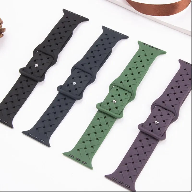 Woven Loop Silicone Strap for Apple Watch Band Ultra 49mm 44mm 40mm 45mm 42mm Sport Bracelet for IWatch Series 8 7 6 5 4 3 2 1