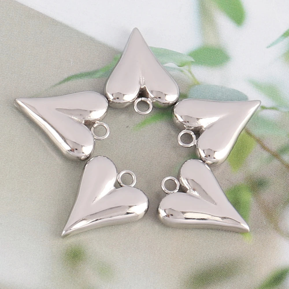 5pcs Stainless Steel Charms Heart Charms for Jewelry Making Heart Shaped Pendant Handmade Bracelets Earrings Diy Accessories
