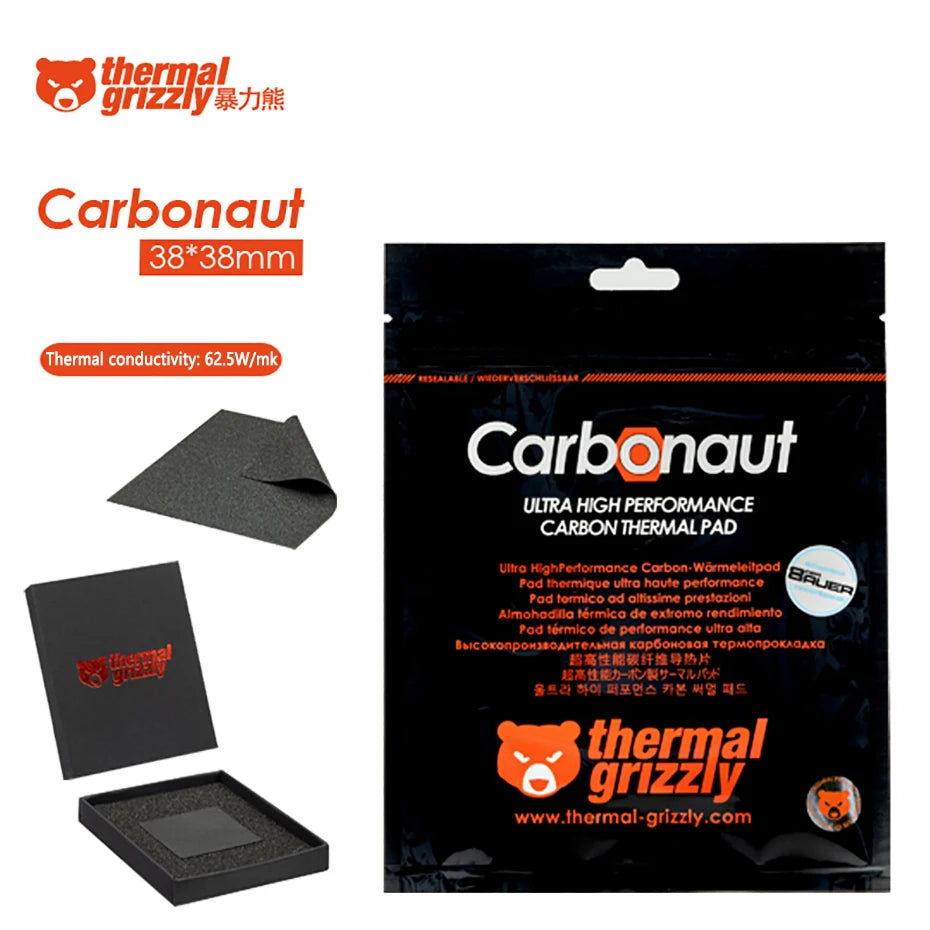 Thermal Grizzly Carbonaut 62.5W/mk Thermal Pad Reusable High Thermal Conductivity CPU/GPU Motherboard Heat Silicone Pad