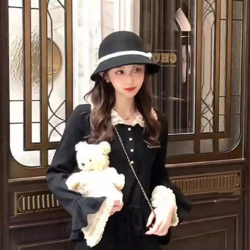 Retro Hepburnesque Felt Formal Hat Panama Cap Wealthy Heiress Style Bowknot Bucket Hat British Style Travel