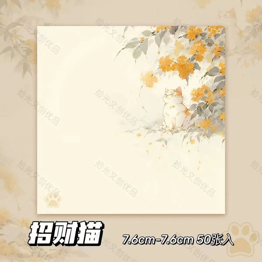 Office School Supplies Cute Osmanthus Cat Note Pad Small Fresh and Beautiful Literary Tearable Niche Student Kawaii Stationery