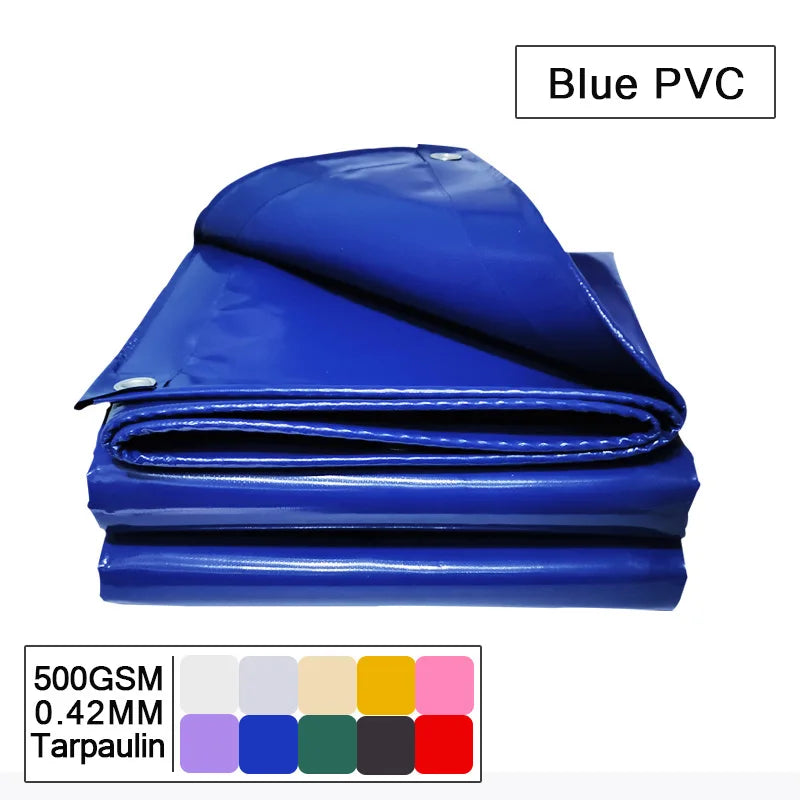 500gsm PVC Tarpaulin Waterproof Heavy Customizable Tarp Cover Canopy Awning Rainproof Planting Courtyard Gazebo Balcony Pavilion