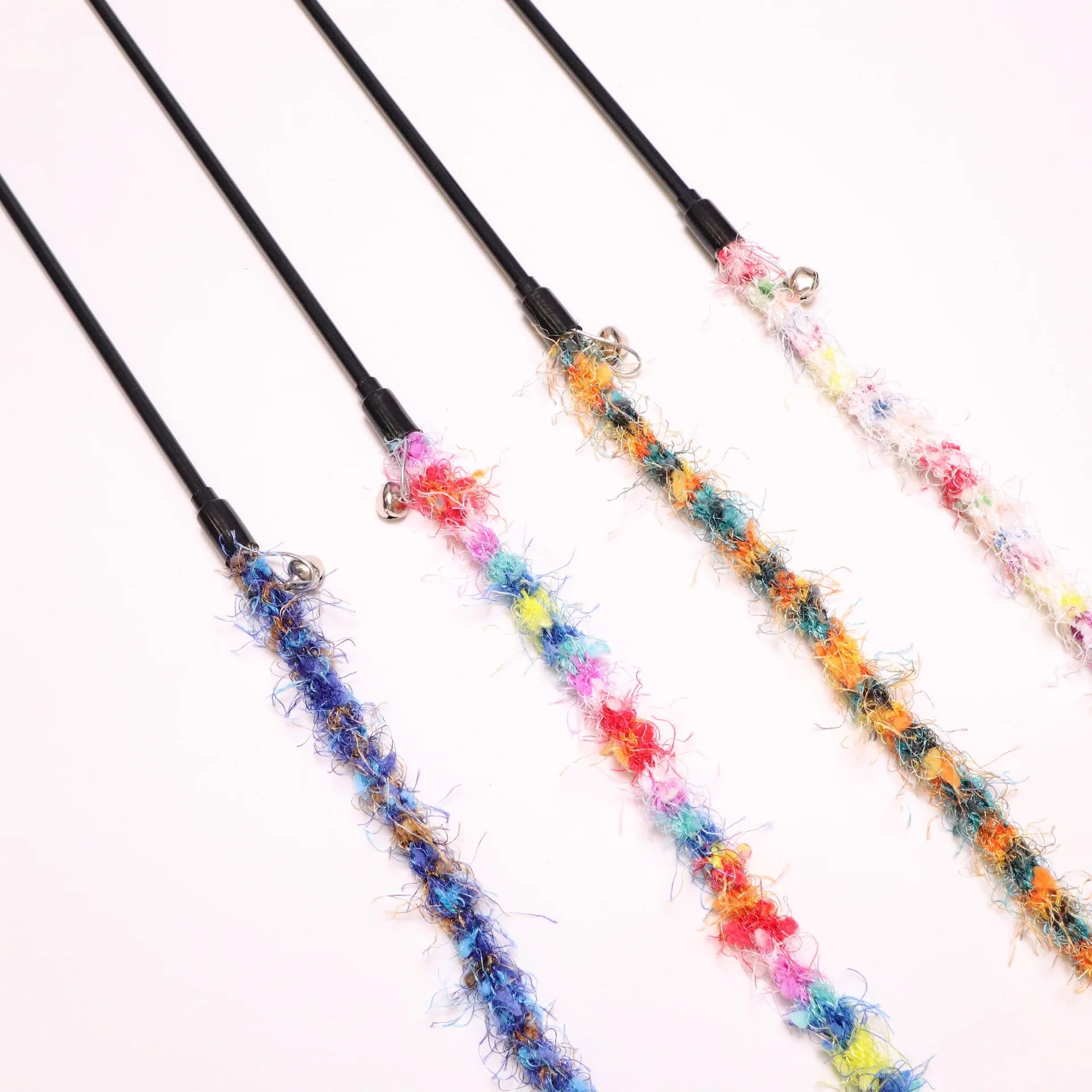 2/3/4pcs Colorful Striped Plush Rope Cat Teasing Stick Toy Knitting Wool Pet Toys