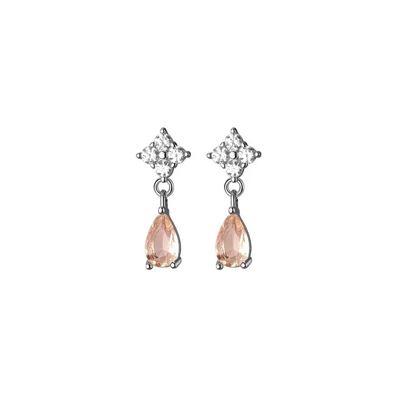 925 Silver Needle Water Drop Flower Crystal Earrings Shiny Silver Color Beautiful Mini Earrings Jewelry Gifts