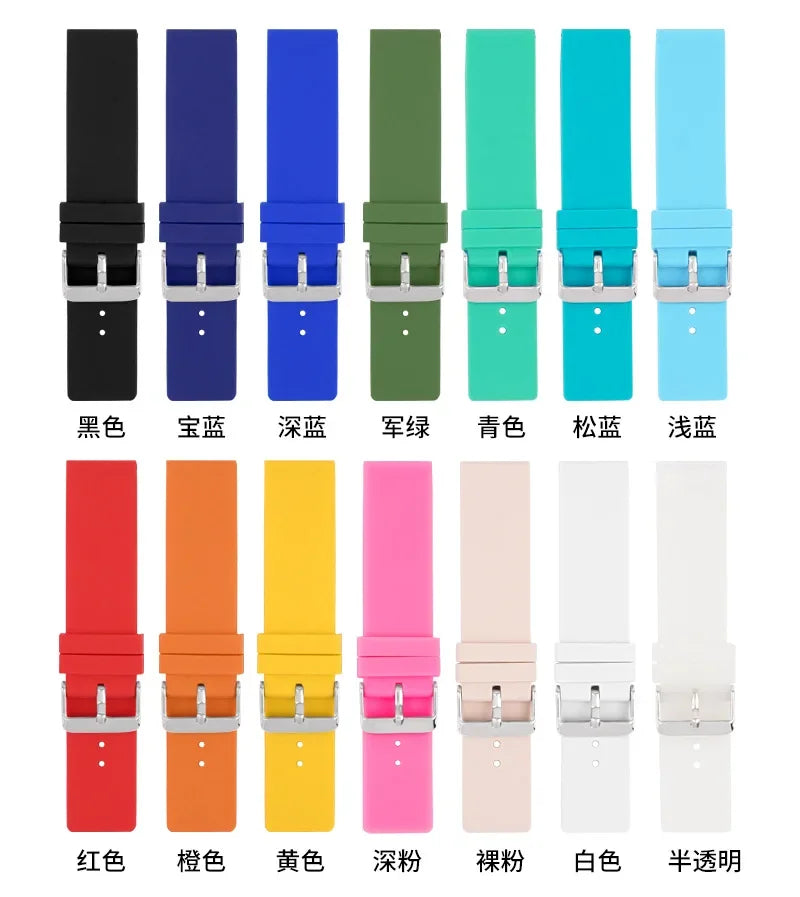 12mm 14mm 16mm 18mm 20mm 22mm 24mm Silicone Strap for Omega Soft Rubber Band Candy Color Men Women Replace Bracelet Accessories