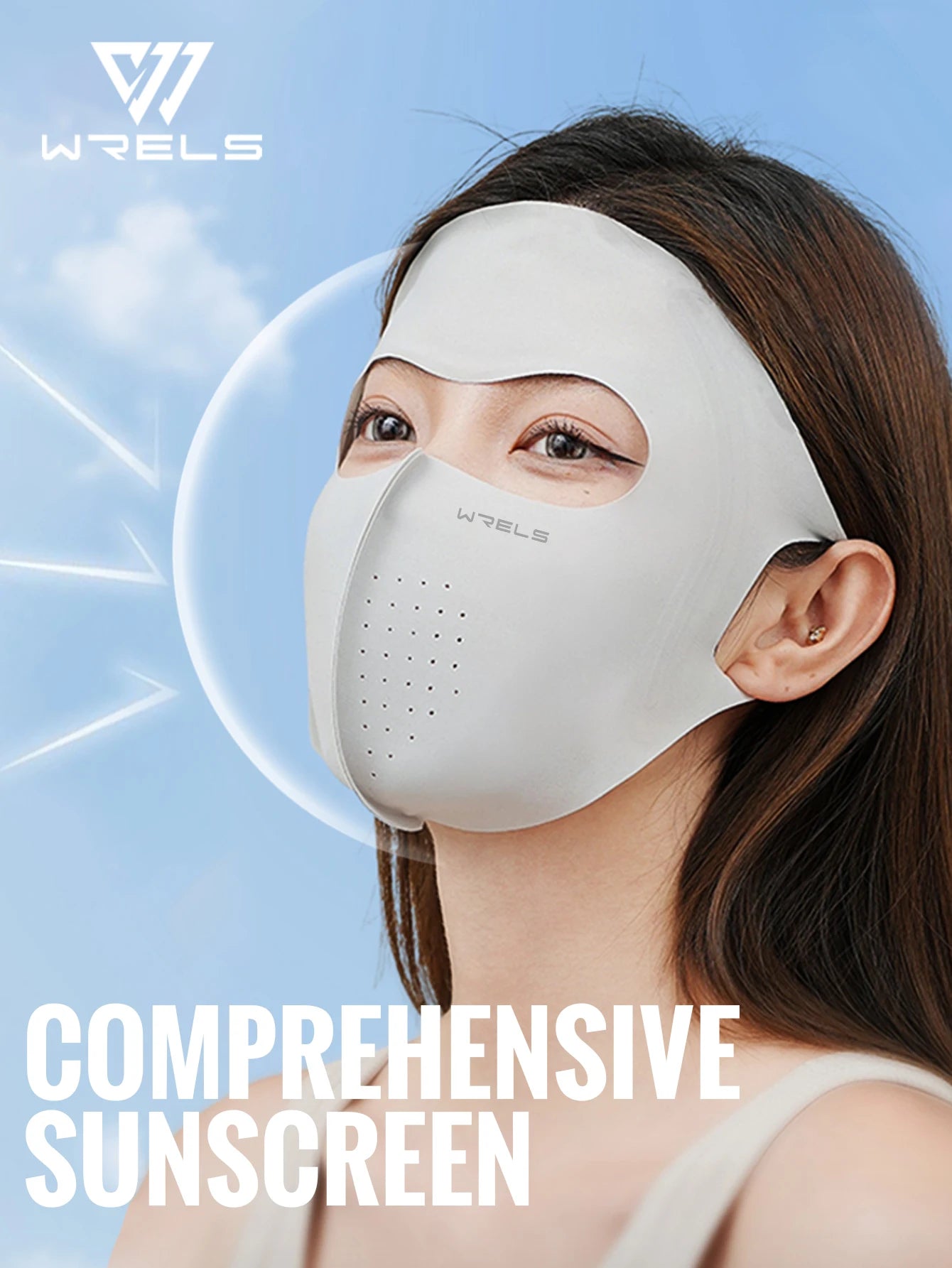 WRELS UV Protection Mask  Ice Silk Sunscreen Mask Breathable Lightweight Cycling Face Mask Anti-UV 400 Facemask For Men Women