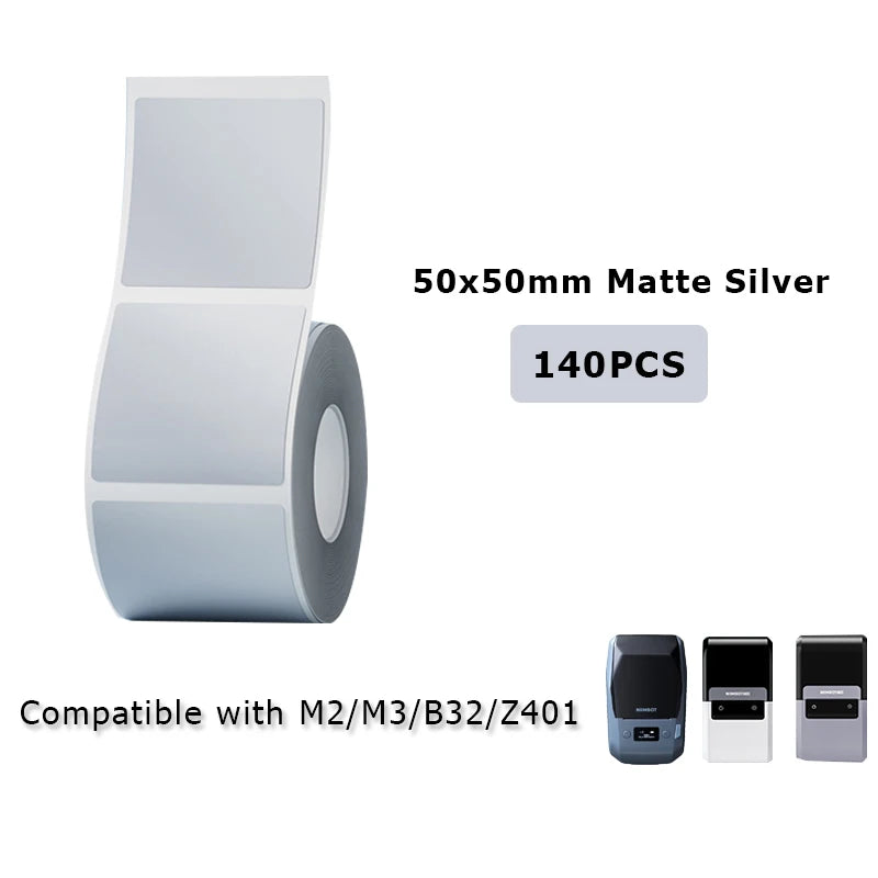 NIIMBOT M2/M3/B32/Z401 Matte-Silver Label Paper Roll Outdoor Waterproof Scratch-resistant Adhesive Sticker Tag